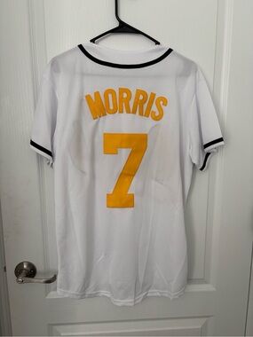 White Men's Jersey with Gold Number 7 and 'MORRIS'